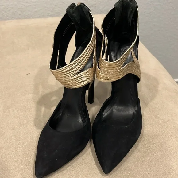 SCHUTZ Bismah Cut Out Suede Pump Black Size 7.5 - Picture 4 of 9